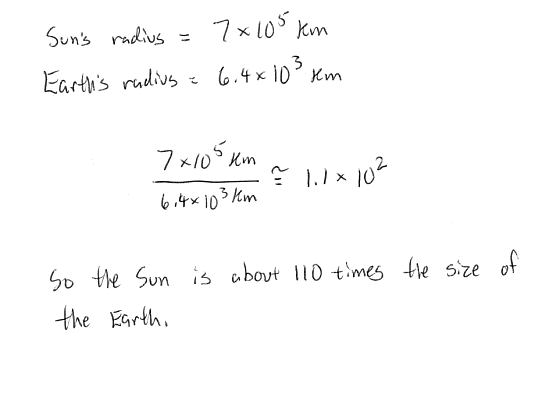 3 About how much bigger in radius is the Sun than the Earth 1 point 